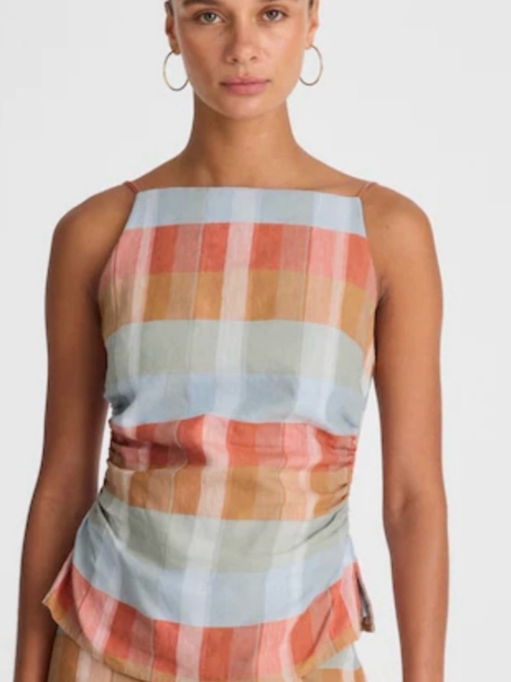 Madewell Pastel Blue and orange striped Sleeveless Top